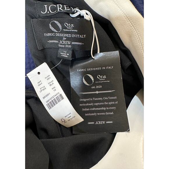 J. Crew Embellished Collared Shift Dress Black Stretch Crepe Black Size 12 NWT - Picture 8 of 15